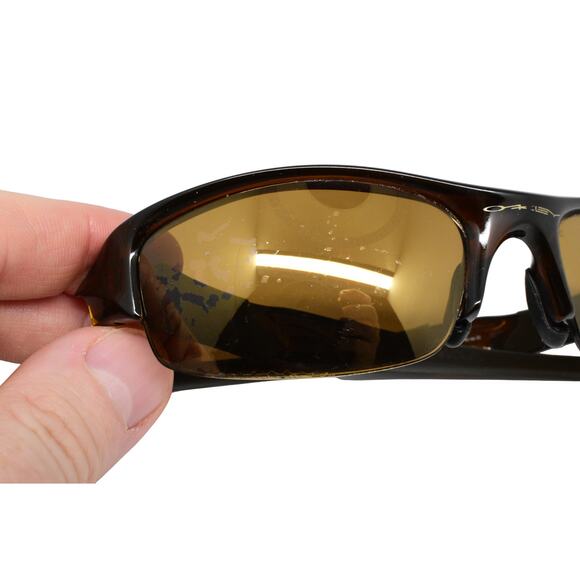 Oakley Flak 12-901 Rootbeer Polarized 63-20 Sunglasses - LENSES FAIR/FRAMES GOOD - Picture 9 of 16
